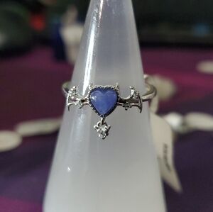 Tanzanite S295 Sterling Sliver Silver Heart Pendant Ring Adjustable